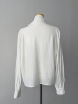 Wrinkle V-Neck Tie Blouse