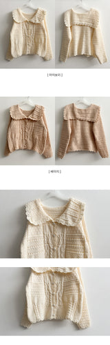 Lore lovely pattern lace collar knit cardigan 