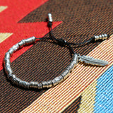feather & antique silver beads bracelet