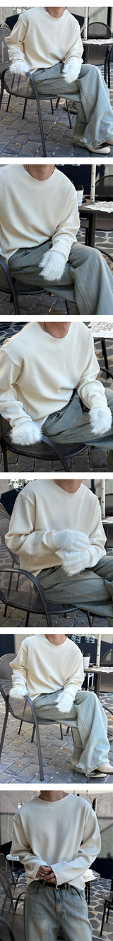 [Unisex] 薄手ゴルジラウンドカッティングニット(4color)