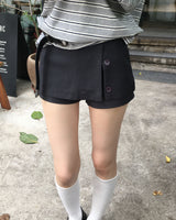 Button wrap skirt pants