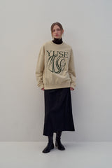 SWEATSHIRT EARTHYUSE NEEDLEWORK - CREAM