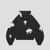 WHITE CROSS ZIP HOODIE