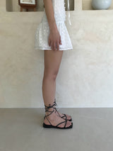 Claire Lace-Up Strap Leather Flip Sandal