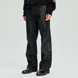 laser cowboy flare denim pants black