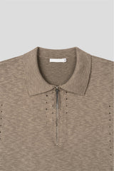Tier Punched Collar Short-Sleeve Knit – M, L (3 Colors)