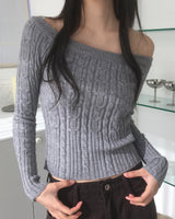 Linko Twisted Slim Fit Off-Shoulder Knitwear