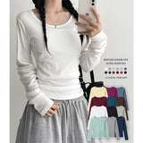 Special planned sale✨ 12 colors * basic long-sleeve T-shirt, round neck long-sleeve T-shirt (12 colors)