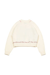 Heart Needle V-neck Knit [Ivory]