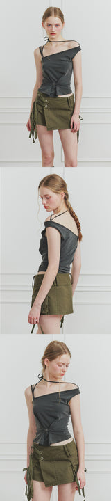 TINA BUCKLE CARGO SKIRT khaki