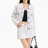 White Denim Jacket & Mini Skirt Set