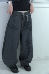 3Dpixel print denim(black)