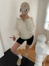 [BELLIDE MADE] ケーブルハーフジップアップニットウィズペンダント