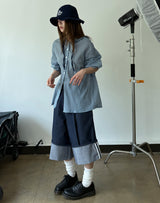 non fade denim bermuda pants
