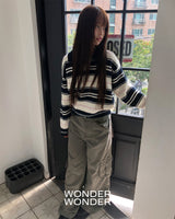 [MADE] Inku Color-block Pocket Cargo Wide Long Pants