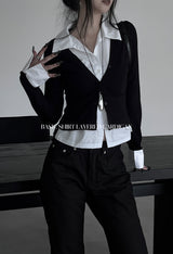 basic shirt レイヤードカーディガン (2color)