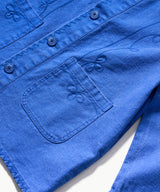 Floral Stitch French Work Jacket - Blue