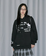 スターアップリケオーバーフィットフードTシャツ - ブラック