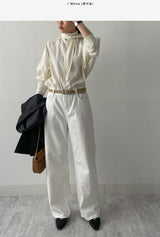 オックスフォードコットンワイドパンツ