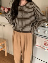 [MADE] [Planning] Slits Stripe Round Cardigan