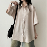 Lori Linen Oversized Fit Short Sleeve Shirt Shirt