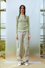 Hole Strap Knit Top (GREEN)