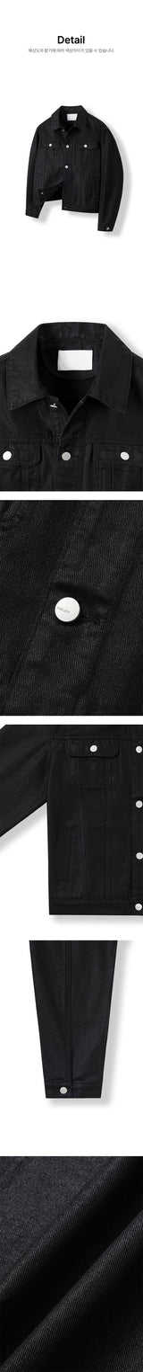 [SET UP가능] Black coating denim jacket
