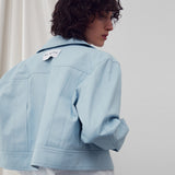 ステッチディテールドボンバージャケット SKY BLUE