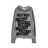 destroy hand hooded long sleeve