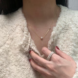 (silver925) Pearl cubic necklace *silver
