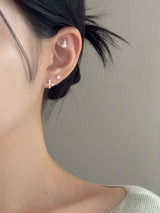 [3-Set] Simple Cross Pearl Earring Set / Daily Cubic Mini Wedding Guest Look