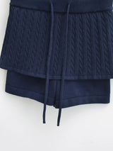 Twisted collar knit pants two-piece set