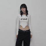 BOATNECK BUTTON TOP WHITE