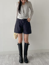 Shirred halterneck layered T-shirt
