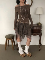 Vintage Washing Halterneck T-Shirt