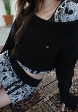 [ID] Logo Off-Shoulder Sweatshirt (Choker Set) (Black)