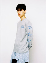 ラブ&ピース長袖Tシャツ - グレー