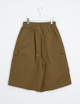 [unisex] Woven Button Pintuck Bermuda Wide Banding Pants