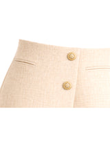 Ruby Romantic Gold Button Tweed Skirt Pants Beige