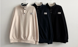Sung high neck color scheme snap tab fleece anorak sweatshirt