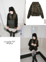 camouflage thick hood zip-up