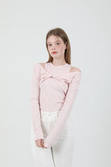 Layered Twist T-shirt Sleeveless Set Pink