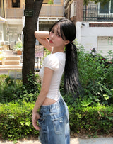 ニッペン ダメージド ワイドデニムパンツ