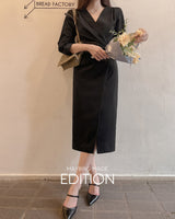 【MADE】Vネックシャーリングロングワンピース