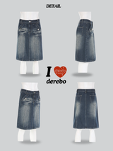 pocket midi denim skirt