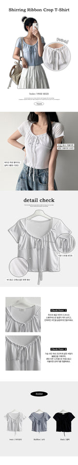 Efl シャーリングリロンクロップド半袖Tシャツ