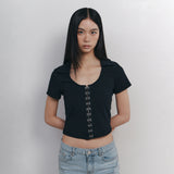 C HOOK & EYE SLIM HALF TOP_NAVY