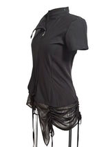  CURVED ZIP-UP SHIRT WITH LAYER . DARK BROWN