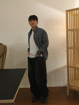 wide black denim pants (1color)