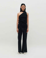 Satin Draped Trousers _ BLACK
